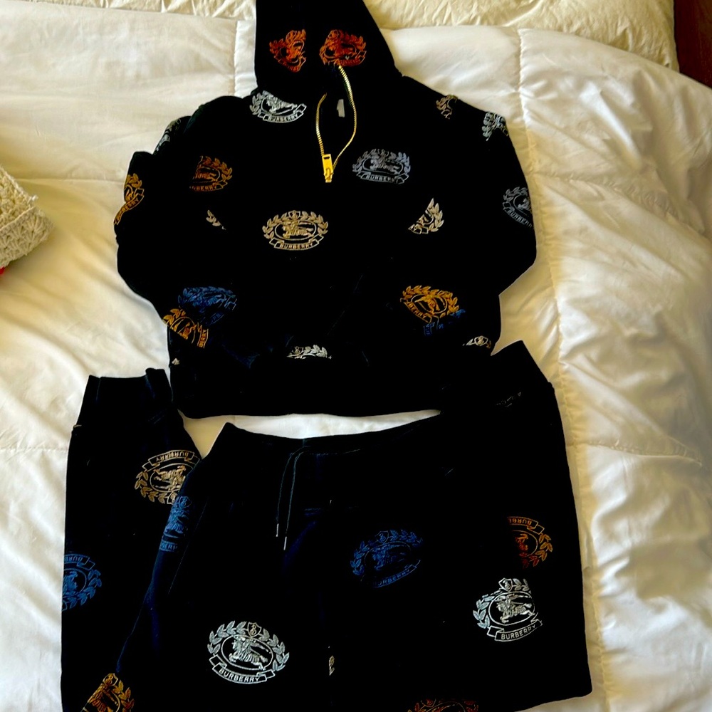 Kids multicolor Burberry logo sweatsuit size 8